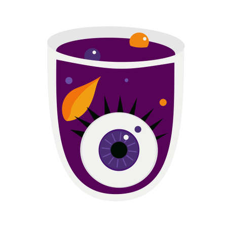 Witchcraft drink, eye in a glass. Cartoon halloween design elementのイラスト素材