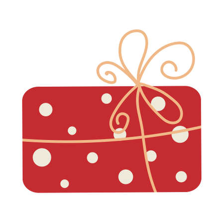 Red gift box with dots and bowのイラスト素材