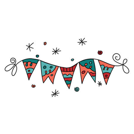 Holiday winter doodle bunting. Christmas and New Year design elementのイラスト素材