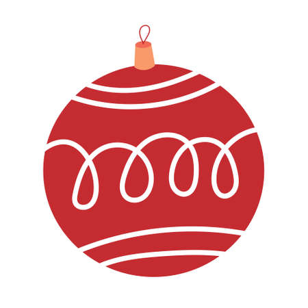 Christmas red ball doodle illustration. Element winter designのイラスト素材