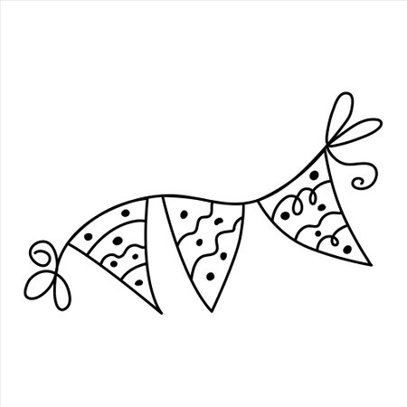 Doodle holiday flags, winter Christmas design elementのイラスト素材