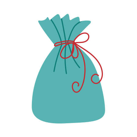 A bag with presents, winter holiday doodle illustrationのイラスト素材