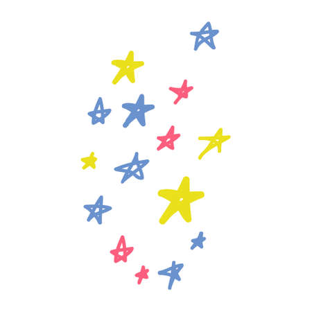 Hand drawn doodle stars. Design elementのイラスト素材