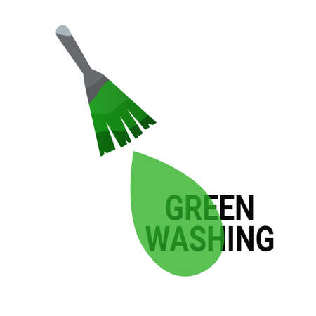 Greenwashing concept. The text is in gray color, painted in green with a brushのイラスト素材