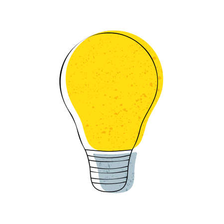 Trendy light bulb symbol. Textured outline with colored shapes electric lamp illustrationのイラスト素材