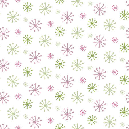 Hand drawn snowflake-flowers. Seamless pattern in pastel colorsのイラスト素材