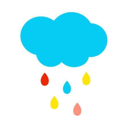 Cloud with colored raindrops - a simple illustration for the design of baby posters, cards, clothesのイラスト素材