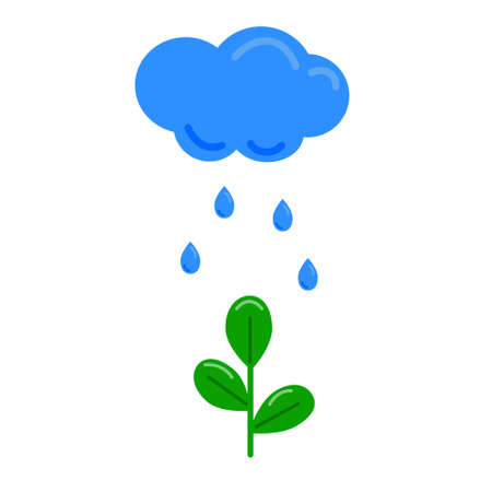Rain from a cloud waters a tree sprout, plantのイラスト素材