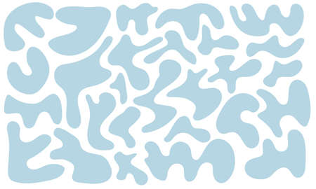 Set of abstract organic shapes, spots, blobs, patterns, wavy and rounded. Modern design elementsのイラスト素材