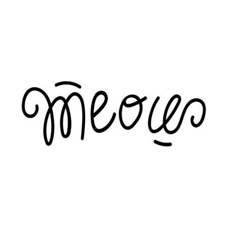 Meow. Hand drawn calligraphic text. Lettering for card, invitation, chlothes, banner, poster and sticker. Simple icon logoのイラスト素材