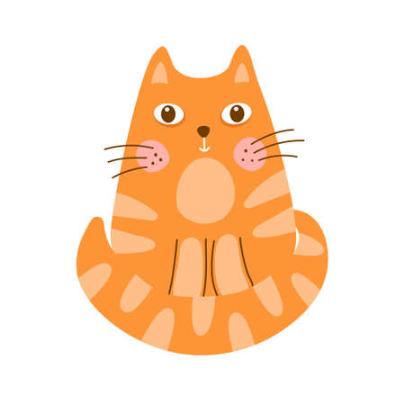 Sitting striped red cat. Cute animalのイラスト素材