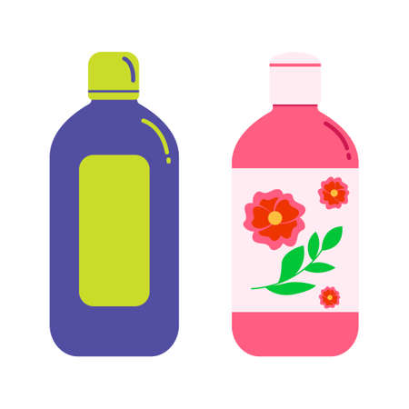 Cosmetic bottles for shampoo, tonic, lotionのイラスト素材