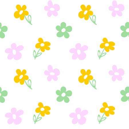 Cute floral seamless pattern. Simple small flowers, design of fabric, textile, wallpaper, wrapping paperのイラスト素材