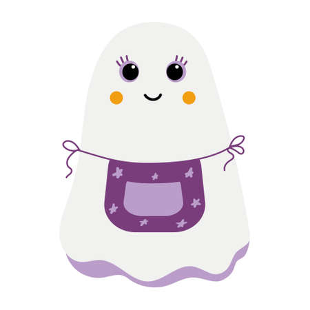 Cartoon ghost girl in an apronのイラスト素材