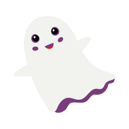 Cartoon funny laughing ghost. Halloween spirit with handsのイラスト素材