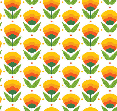 Tulip flowers seamless pattern. Natural retro flower pattern for fabrics, textiles, wrapping paperのイラスト素材