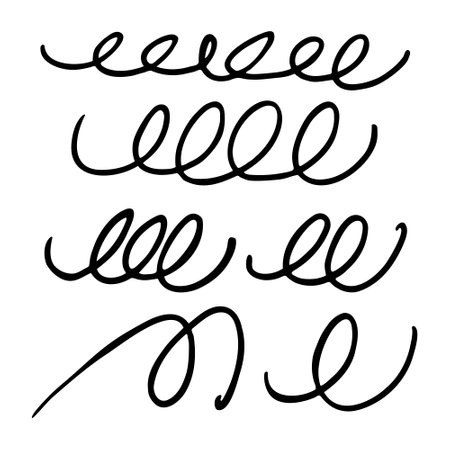 Collection of swirls and squiggles hand drawn with marker. Doodle swirled linesのイラスト素材