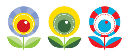 Cute stylixed sunflower or dandelion. Design kids elementのイラスト素材