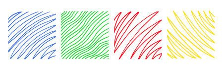Square texture blocks of hand-drawn wavy or zigzag lines. Background design elementのイラスト素材