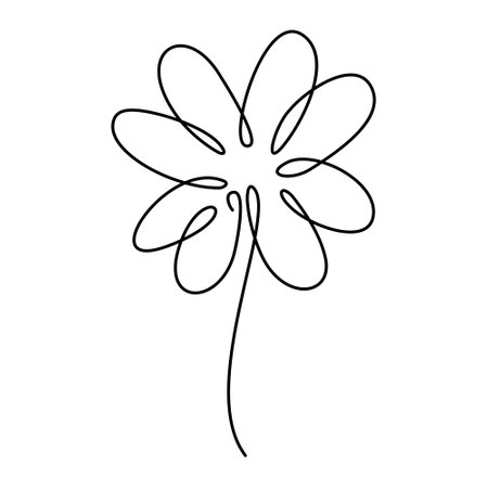 Lucky clover leaf. One continuous line icon with four leaf shamrockのイラスト素材