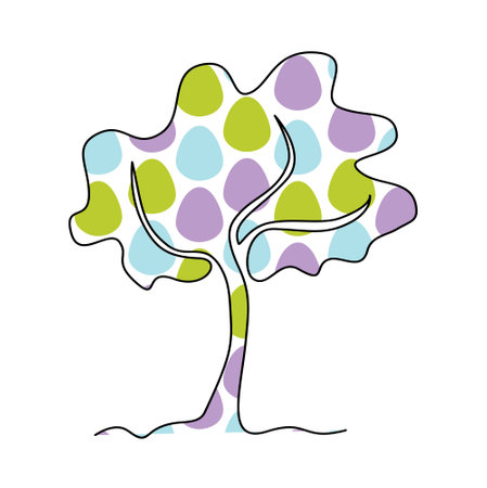 Outline Easter tree with a pattern of Easter eggs insideのイラスト素材