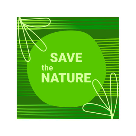 Save the nature. Poster for Earth Day on a green background with blades of grass, plants. Minimal background in oriental style for the design of flyers and banners. Eco concept. vector illustrationのイラスト素材