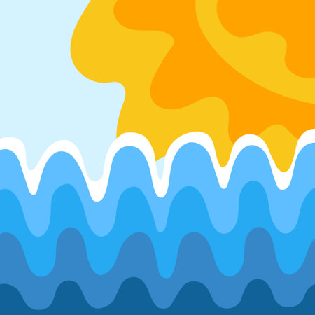 Sunny summer day at the sea. Modern seascape posterのイラスト素材