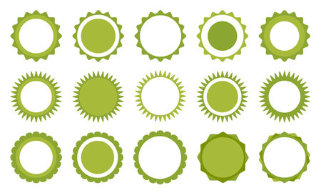 Sale, discount or price tag sticker. Shopping labels set. Round promotional badge. Icon setのイラスト素材
