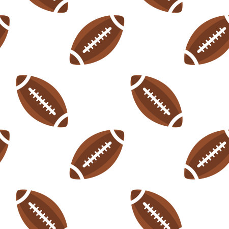 Rugby ball. American football ball seamless pattern. Sports at school. sports background. vector illustrationのイラスト素材