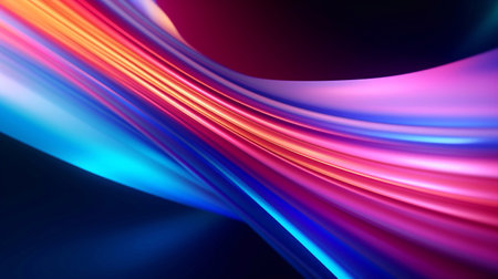 Neon 3d gradient wave colorfull backrgound. Abstract futuristic wallpaper with diagonal soft gradient wave. AI generatedの素材