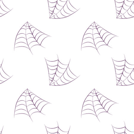 Corner spider web seamless pattern. Halloween cobwebs.のイラスト素材