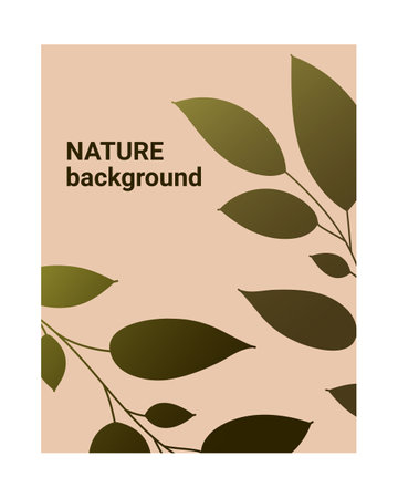 Nature background with green gradient leaves. Abstract vector minimal template poster, invitation, card, flyer, cover, placard, brochure, saleのイラスト素材