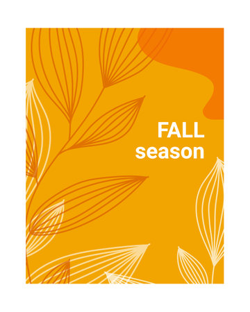 Autumn background with outline leaves. Fall season leaf orange poster. Abstract templates card, flyer, social media, sale bannerのイラスト素材
