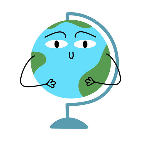 Cute school globe character. Back to school conceptのイラスト素材
