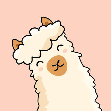 Head Llama Cartoon Cute Alpacaのイラスト素材