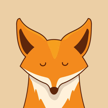 Cute Head Fox Cartoon Animalsのイラスト素材