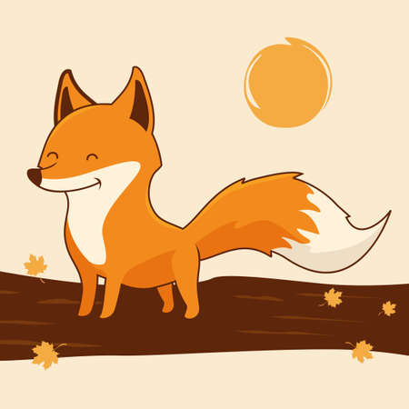 Fox Cartoon Cute Animals Isolatedのイラスト素材