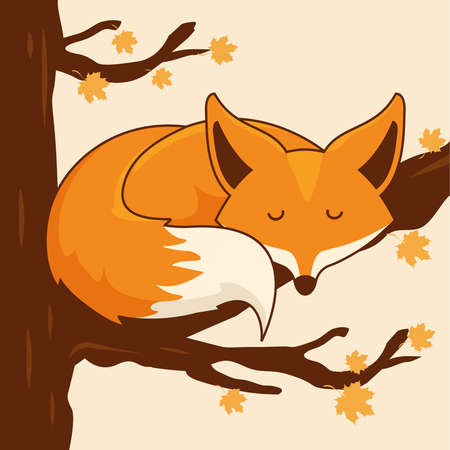 Sleep Fox Cartoon Cute Sleeping Animals Lazyのイラスト素材