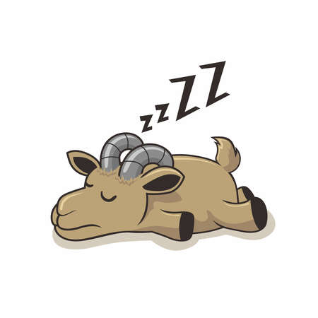 Lazy Goat Sleeping Cartoon Animalsのイラスト素材