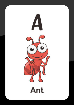 Animal Alphabet Flash Card - A for Antのイラスト素材