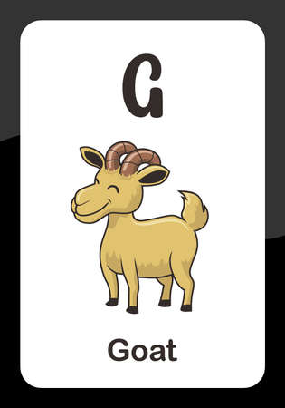 Animal Alphabet Flash Card - G for Goat Vector Imageのイラスト素材