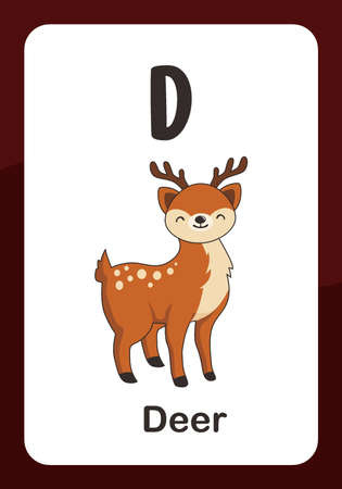 Animal Alphabet Flashcard - D for Deerのイラスト素材
