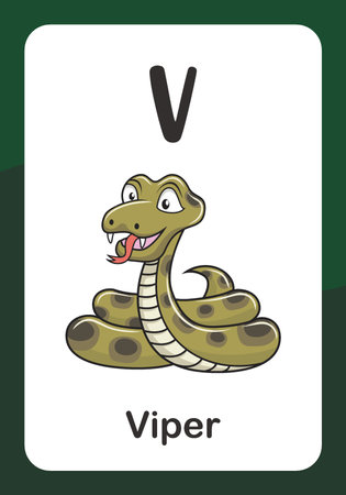 Animal Alphabet Flash Card - V for Viperのイラスト素材