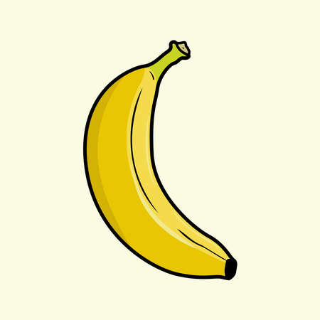 Single Banana Cartoon Illustration Isolatedのイラスト素材