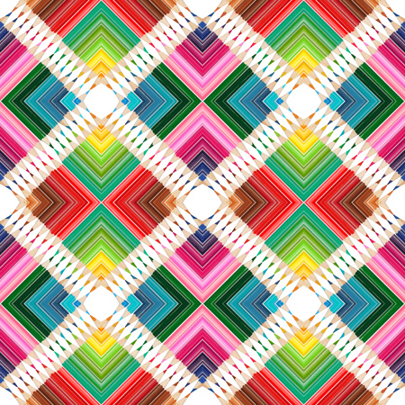 Reflective seamless pattern of colorful pencils arrangementの写真素材