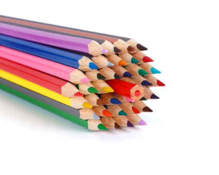 Concept with colored pencils - opposition to the majorityの写真素材