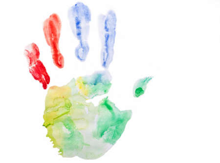 abstract hand, watercolor painting on white background の写真素材