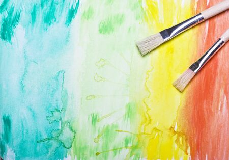 Colorful, hand painted watercolor backgroundの写真素材