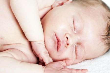 Newborn baby peacefully sleeping の写真素材