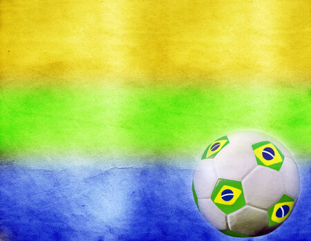 Vintage photo of soccer ball and Brazil flags' c             olorsの写真素材